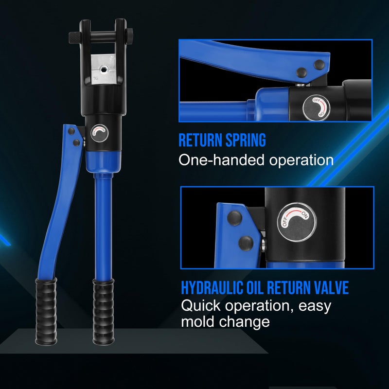 Lichamp أداة ضغط كابل هيدروليكية LICHAMP، أداة ضغط كابل بطارية 6 AWG إلى 4/0 AWG مجموعة أدوات ضغط طرف السلك، 1202BL - Image 4
